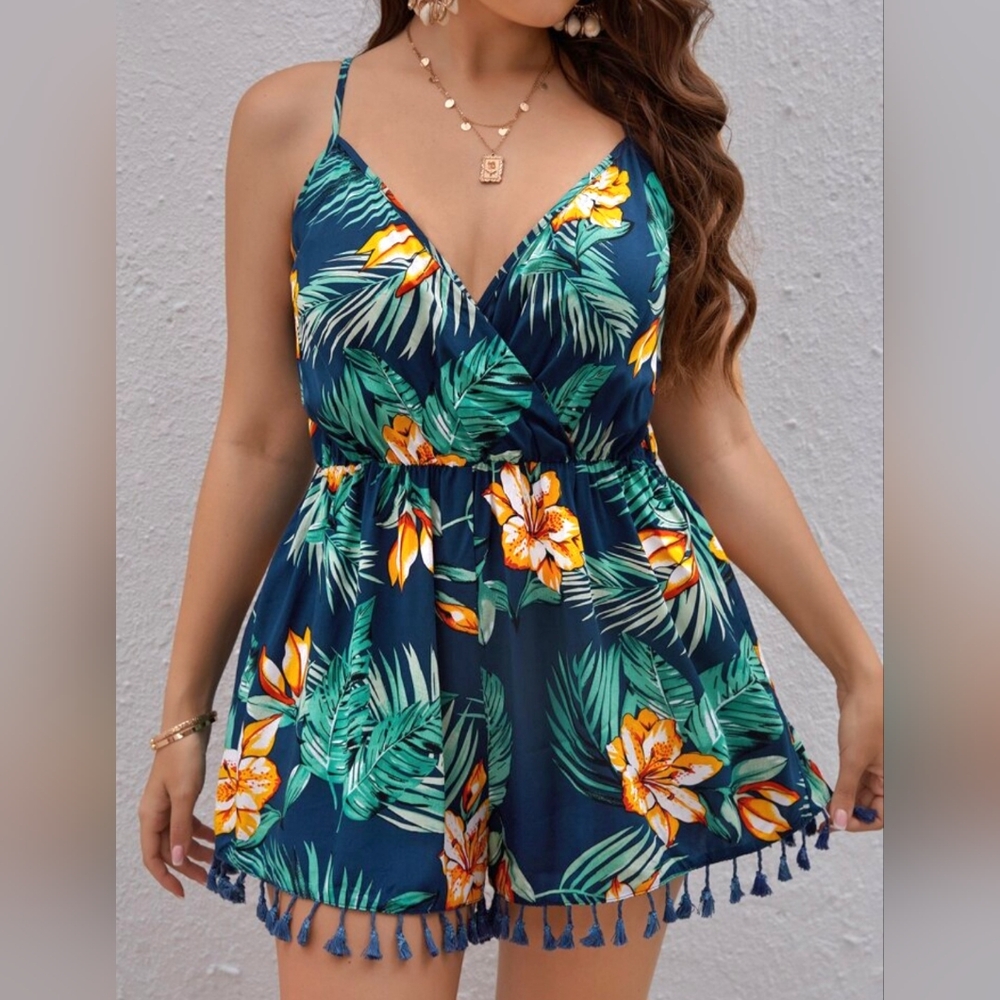 Tropical Floral Print Jumpsuit